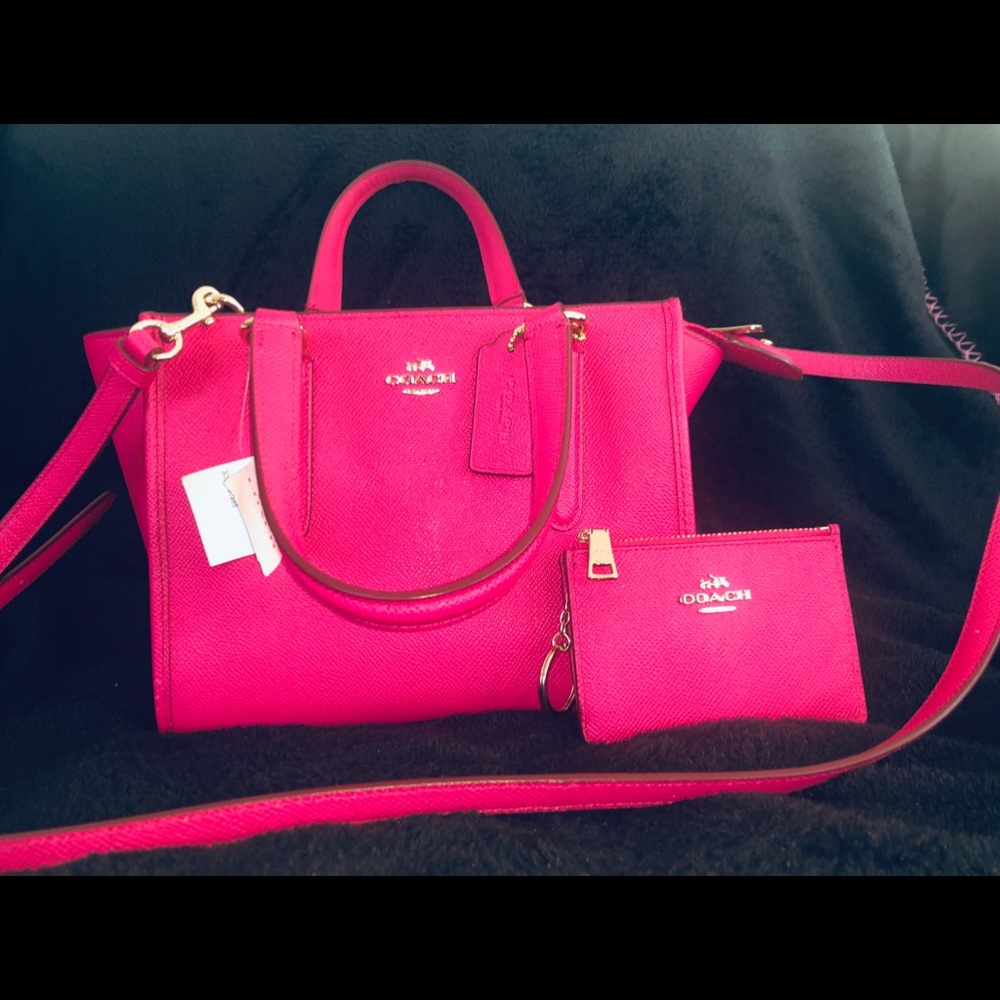 COACH Crosby Pebble Leather Carryall Ruby